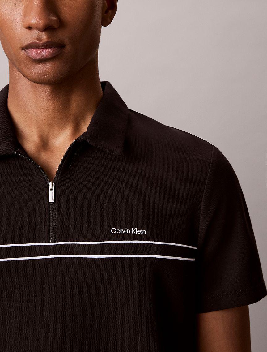 Contrast Piping Quarter Zip Polo Shirt  Product Image