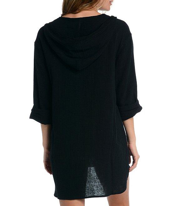 La Blanca Seaside Covers Cotton Gauze Hooded Tunic Swim Cover Up Product Image