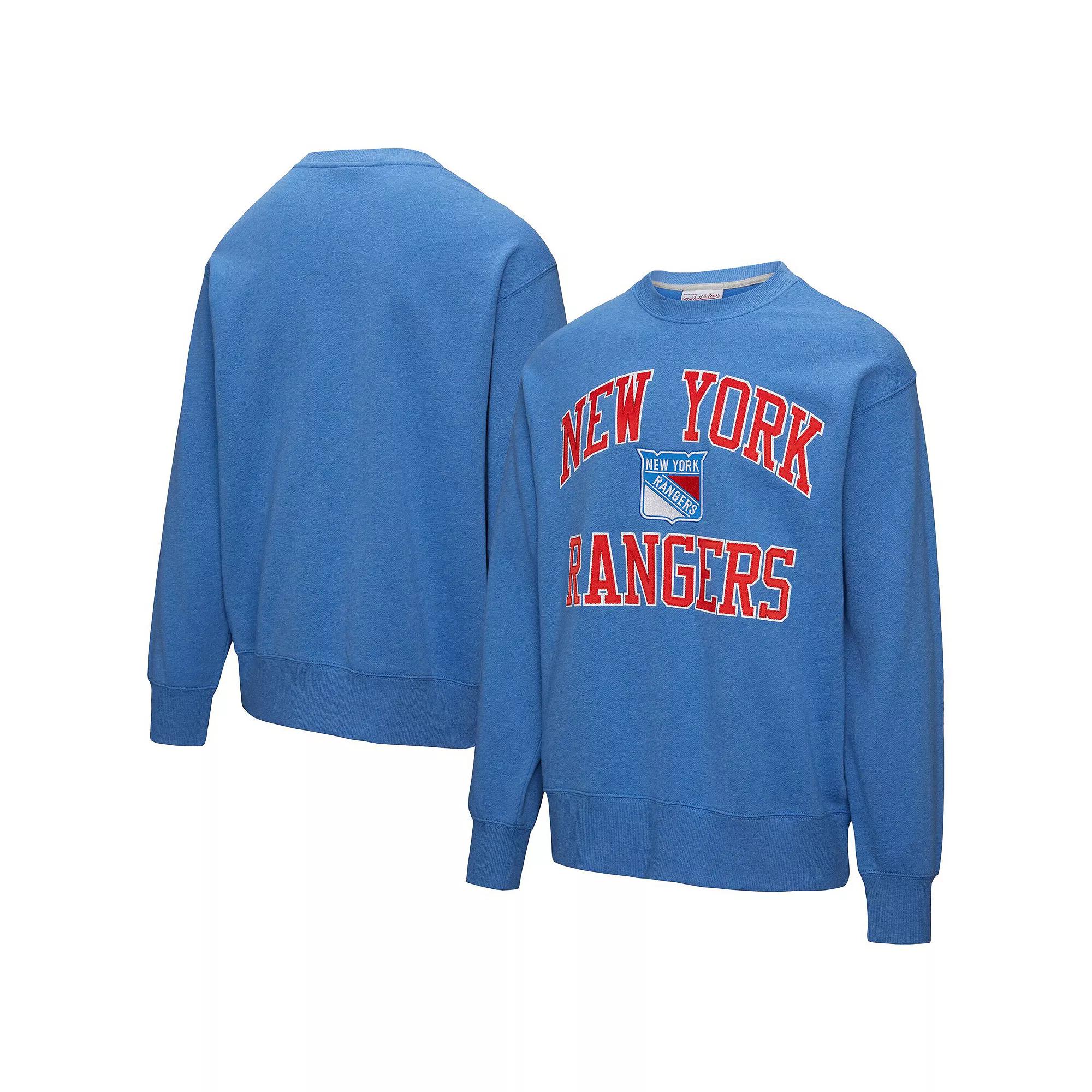 Men's Mitchell & Ness Blue New York Rangers Playoff Win Fleece Pullover Sweatshirt,  Product Image