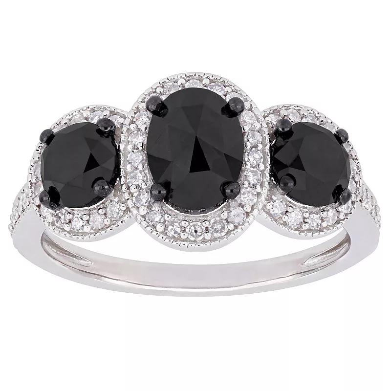 Stella Grace Sterling Silver 2-2/5 Carat T.W. Black & White Diamond Engagement Ring, Women's,  Product Image