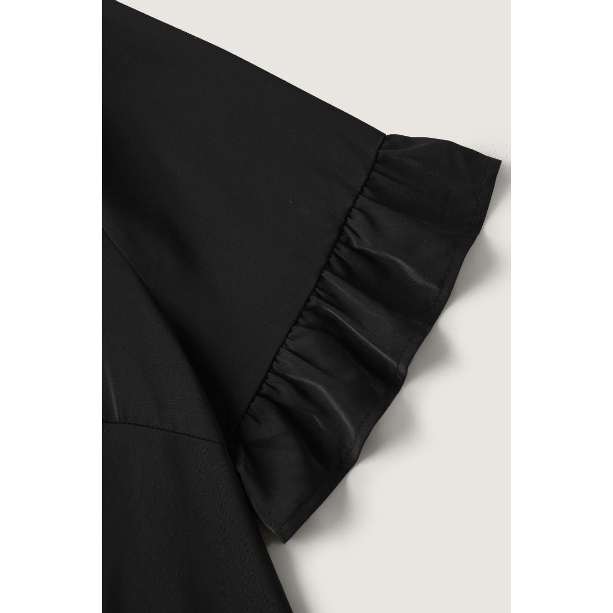 Plus Size Black Metallic Detail Neck Cut-Out Blouse Women Short sleeve Boat Neck Work Blouses BloomChic 12/L Product Image