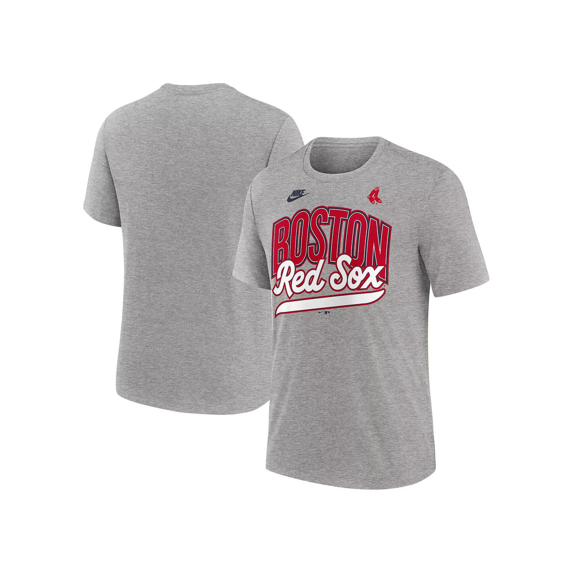 Men's Nike Heather Gray Boston Red Sox Cooperstown Collection Retro Tri-Blend T-Shirt,  Product Image