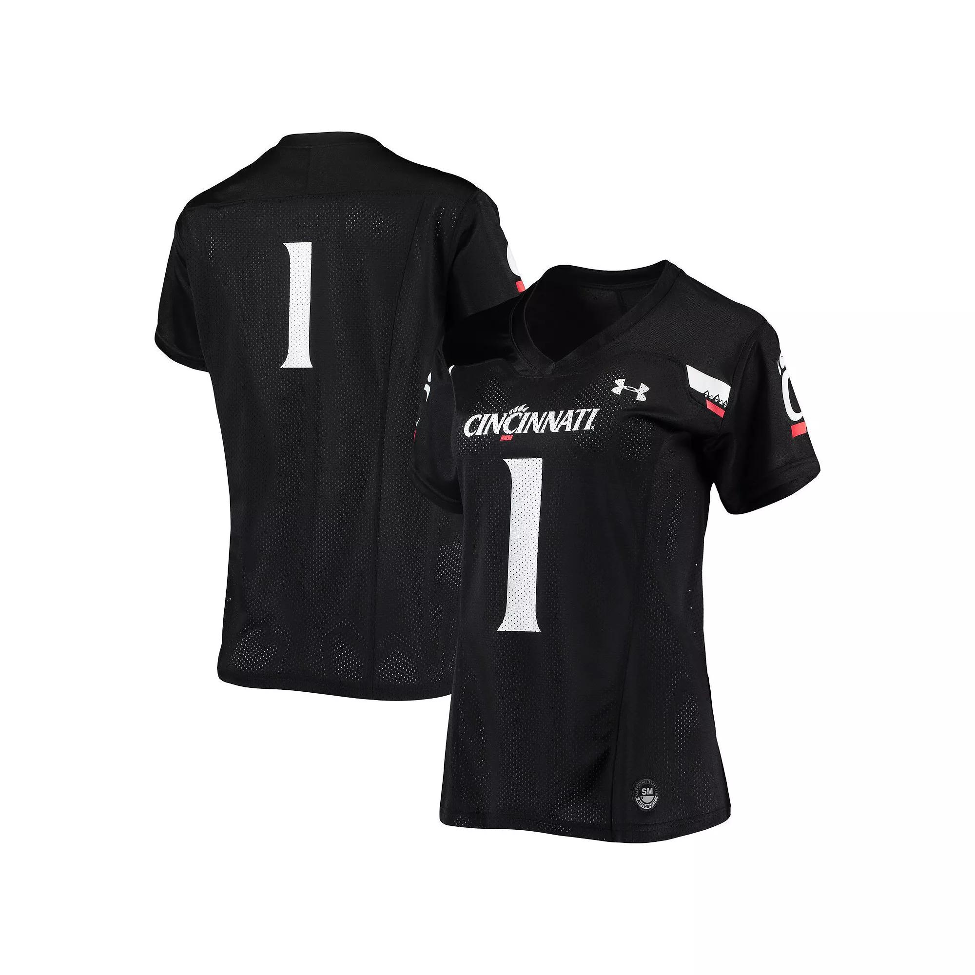 Women's Under Armour #1 Black Cincinnati Bearcats Finished Replica Football Jersey, Size: Medium Product Image