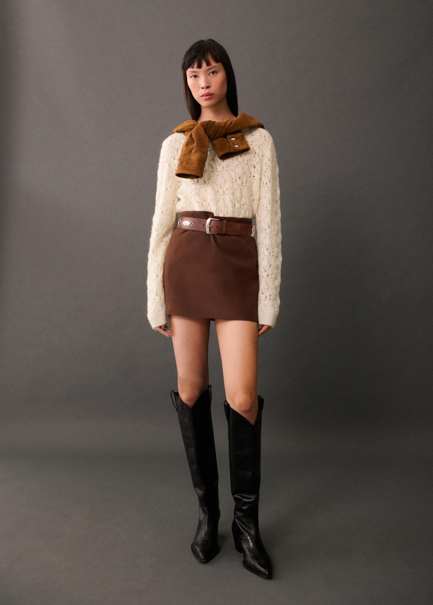 Knitted sweater with openwork details - Women | MANGO USA Product Image