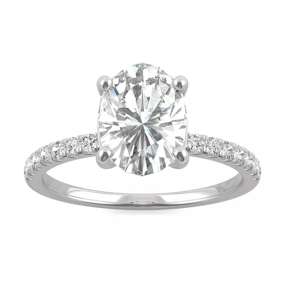 Charles & Colvard 14k White Gold 2 1/3 Carat T.W. Lab-Created Moissanite Oval Basket Solitaire Ring, Women's,  Product Image