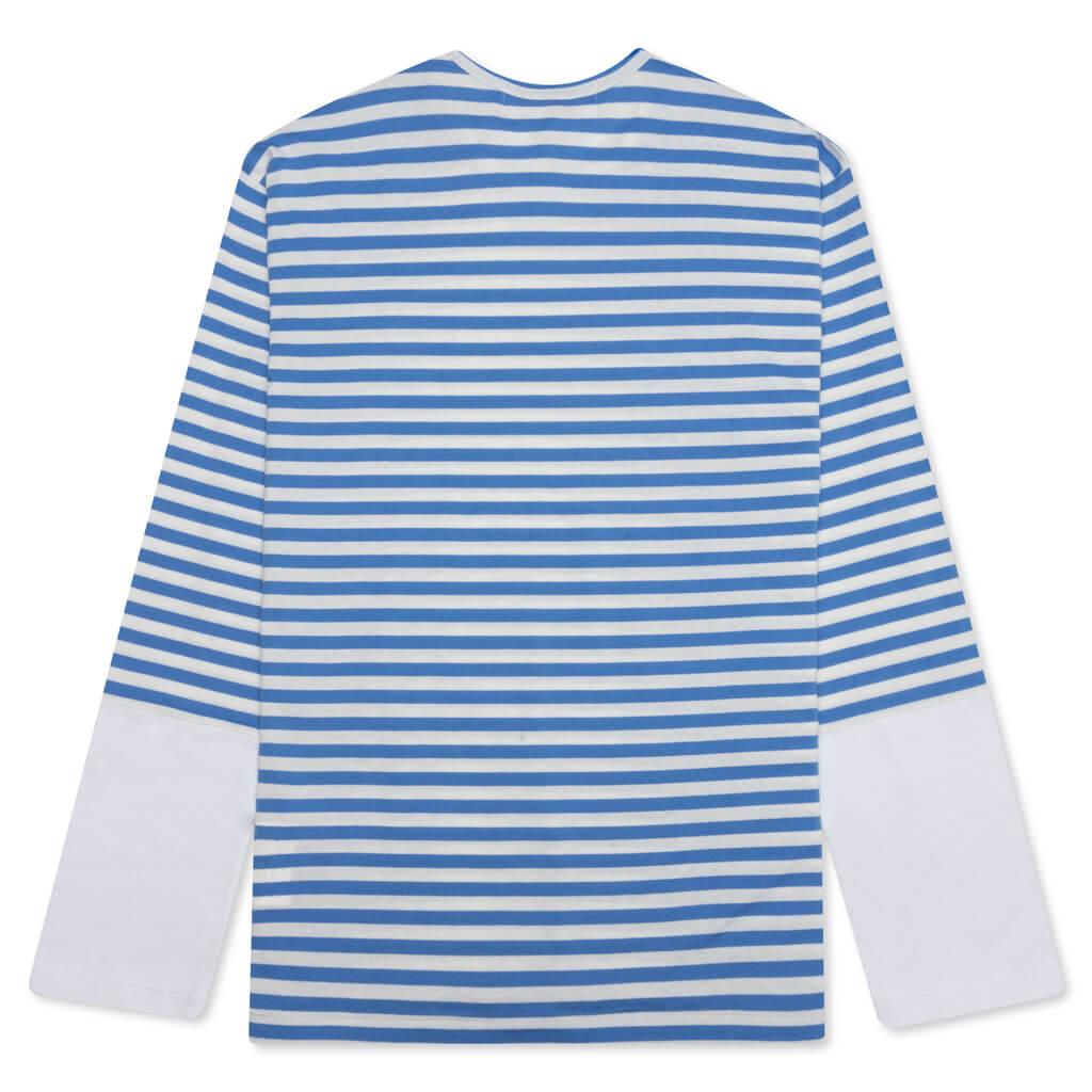 Women's Striped White Sleeve L/S T-Shirt - Blue Female Product Image