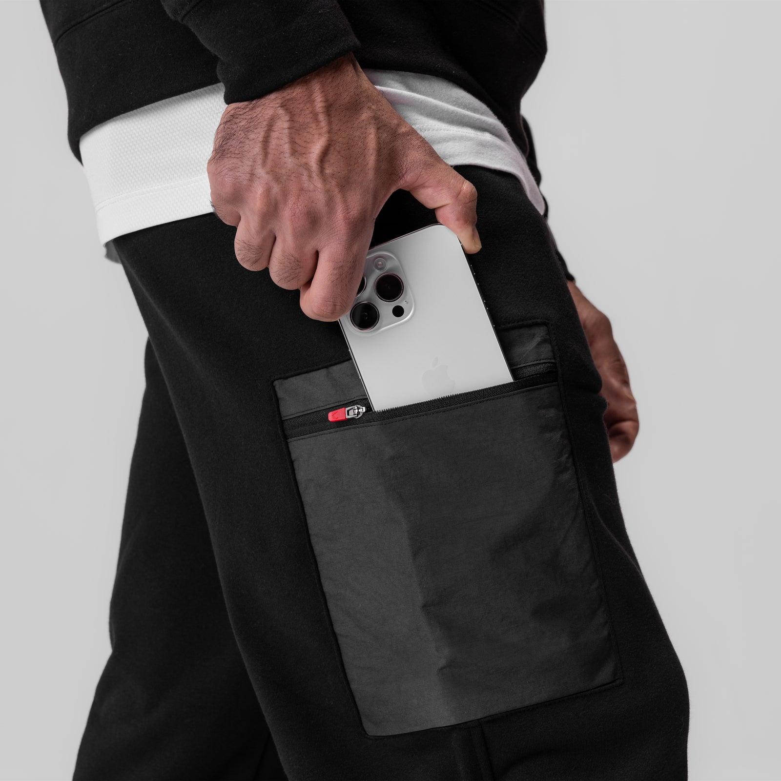 0914. Tech-Terry™ Paneled Cinch Cargo Jogger - Black/Wave-Dye Product Image