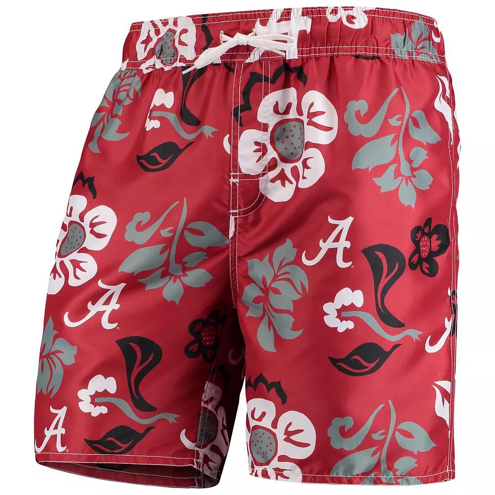 Men's Wes & Willy Crimson Alabama Crimson Tide Floral Volley Swim Trunks,  Product Image