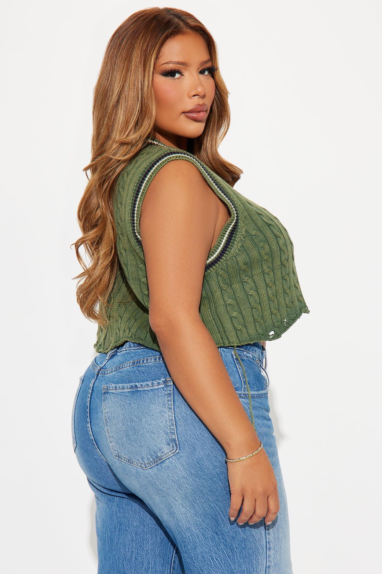 Last Class Washed Sweater Vest - Green/combo Product Image