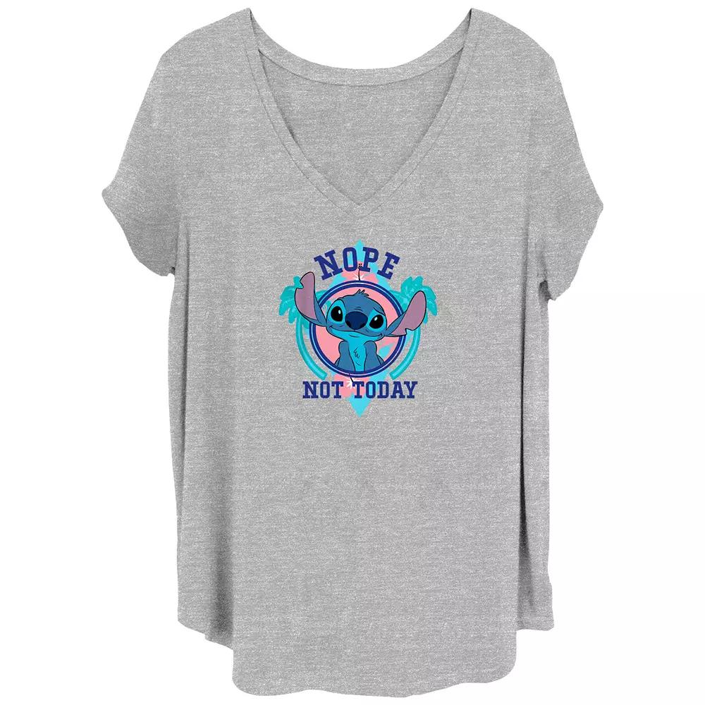 Disney's Lilo & Stitch Nope Not Today Stitch Juniors' Plus Graphic Tee, Women's,  Product Image