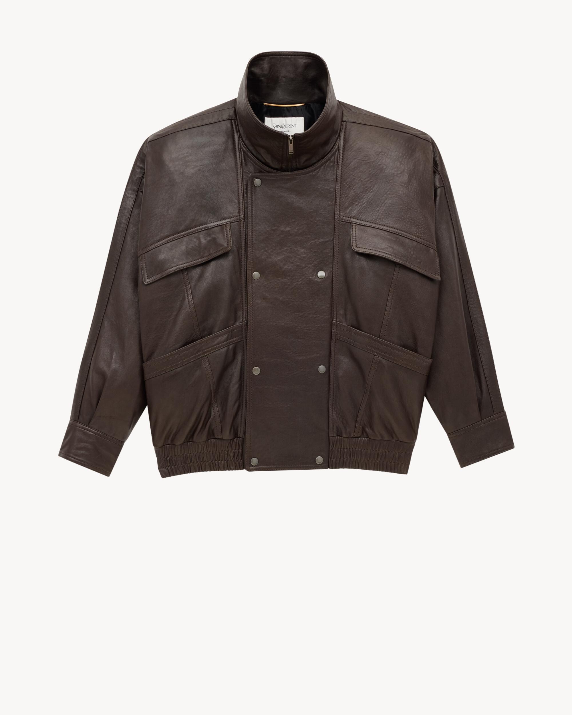 bomber jacket in bubbled lambskin Product Image