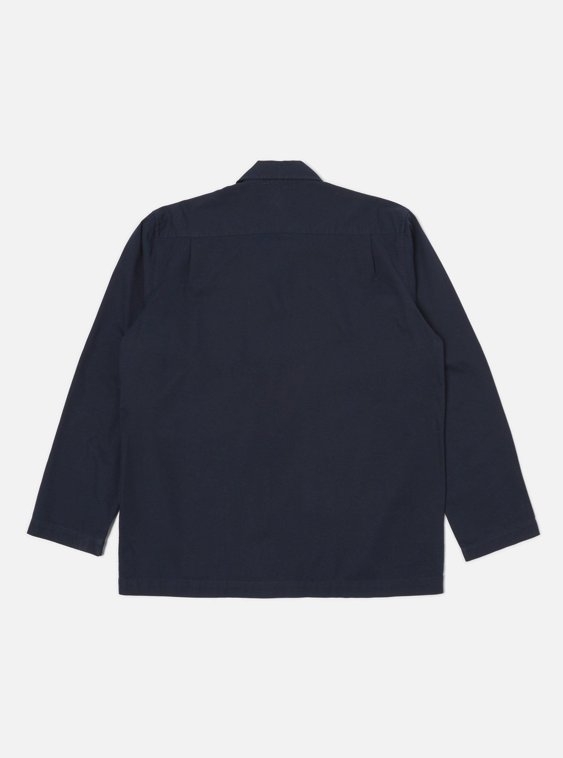 Universal Works Dockside Overshirt in Navy Military Cotton Product Image