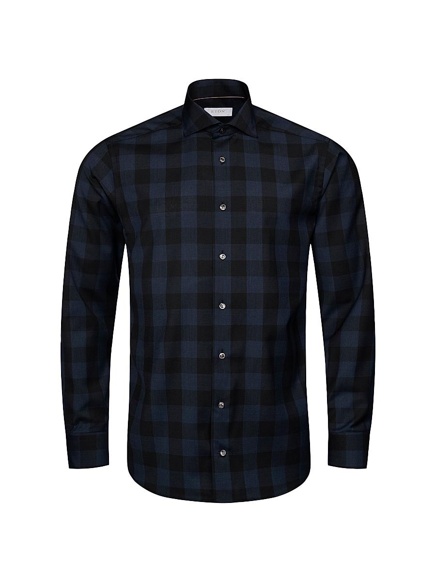 Men's Elevated Merino Wool Houndstooth Contemporary-Fit Dress Shirt Product Image