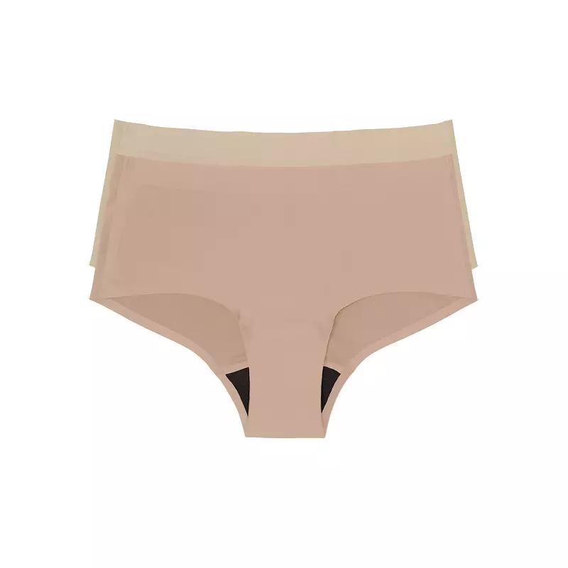 Women's the natural® Leakproof Boyshort Panty 2 Pack 6058, Size: Large, Neutral Beige Product Image