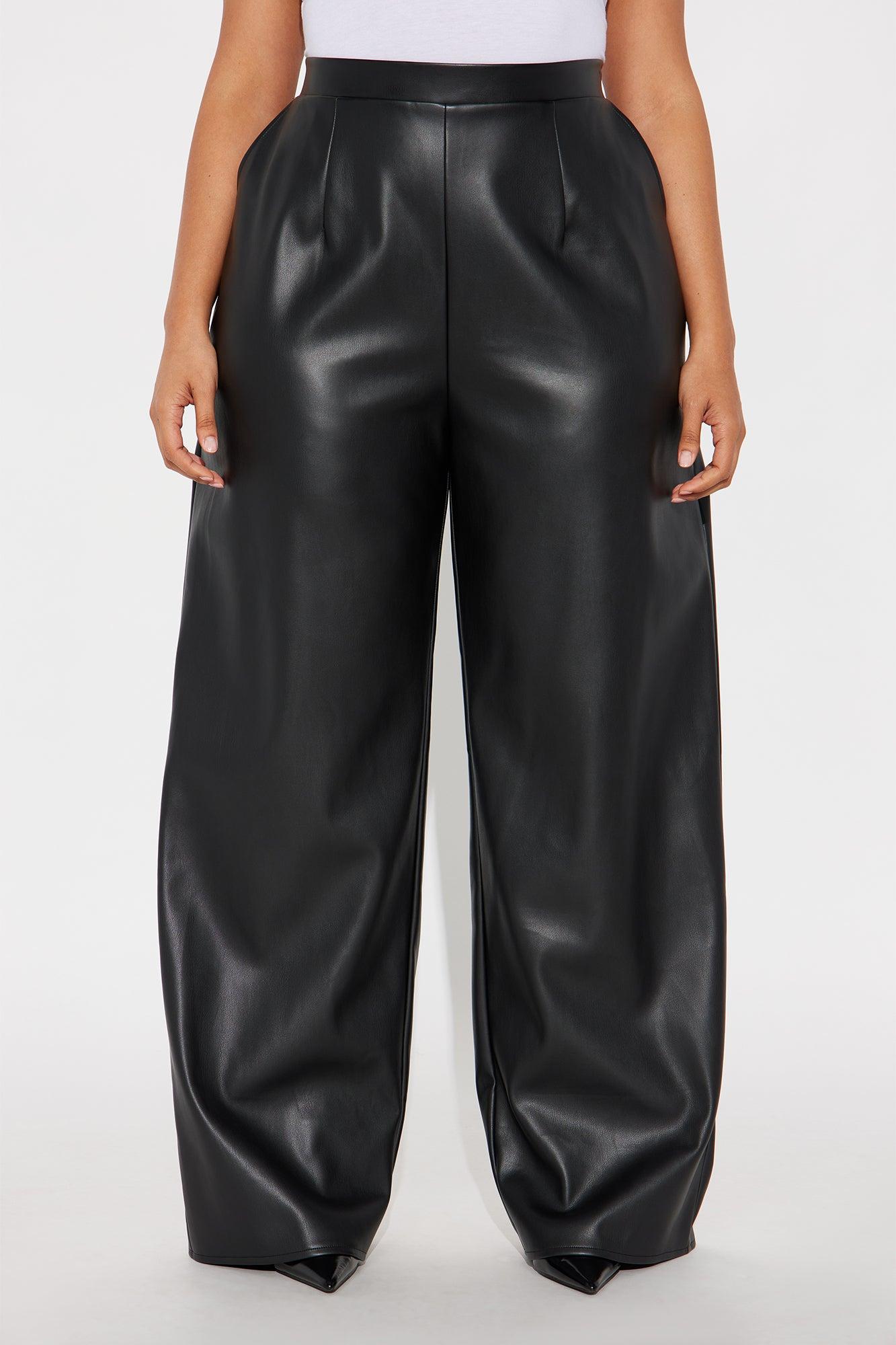 No Small Talk Faux Leather Straight Leg Pant 32″ - Black Female Product Image