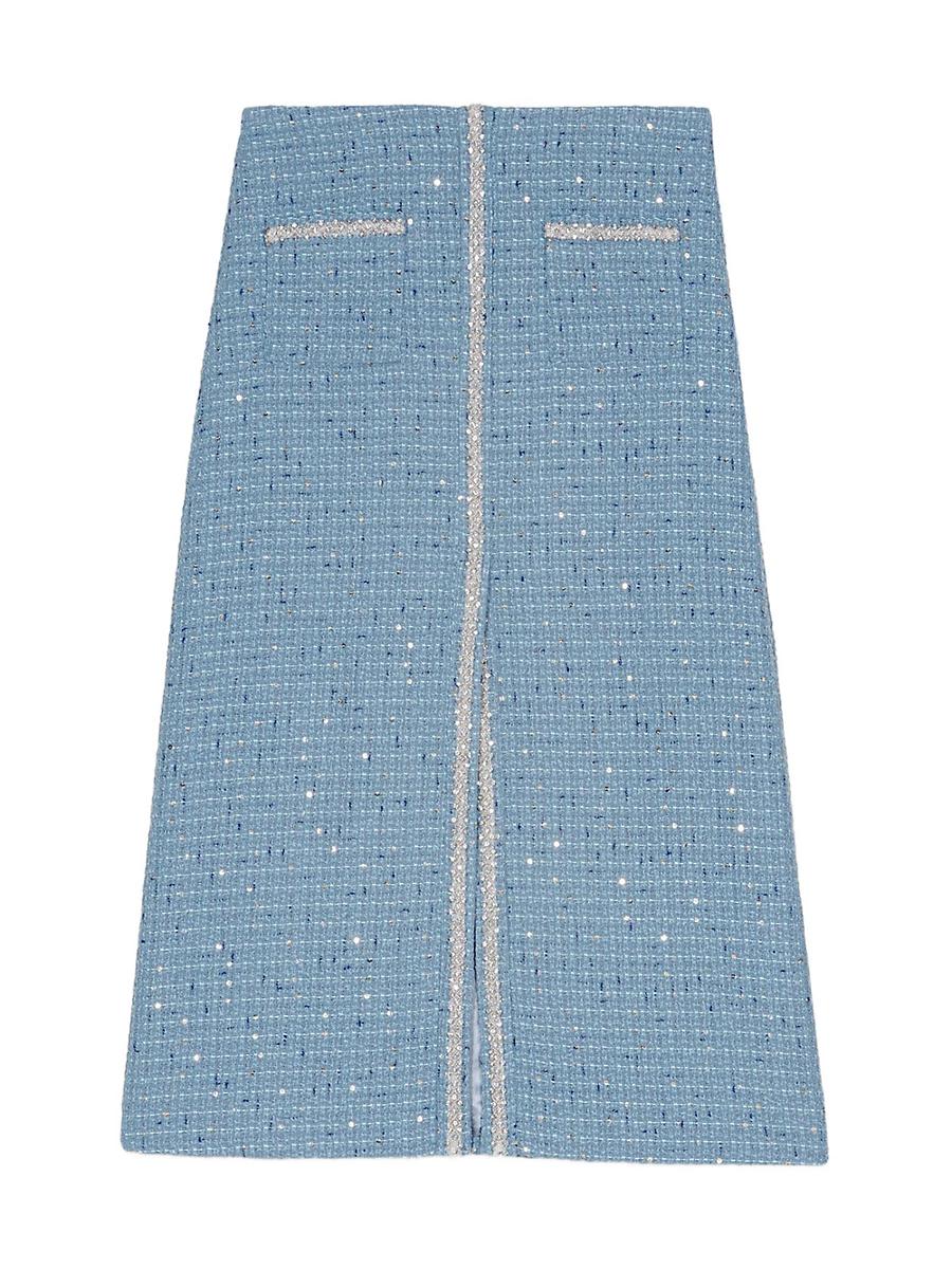 Womens Sequin Tweed Midi Skirt Product Image