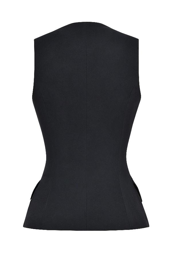 Juliet  black sleeveless tuxedo top Product Image