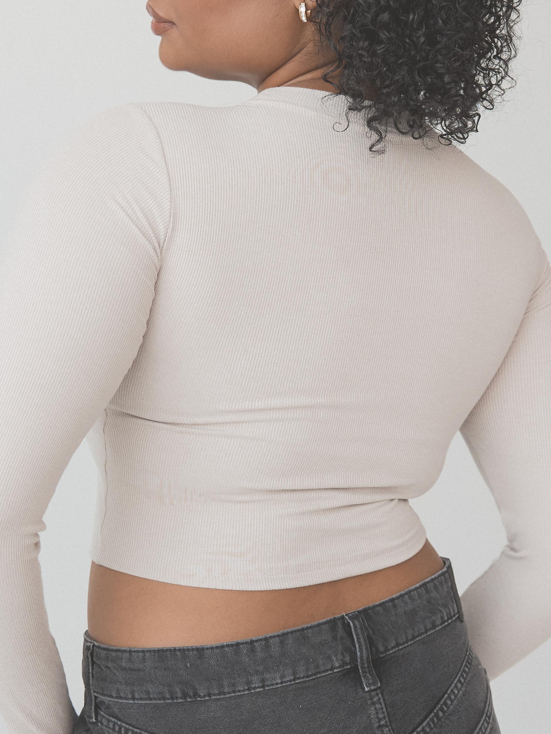 Ribbed Crew Neck Long Sleeve Crop Product Image