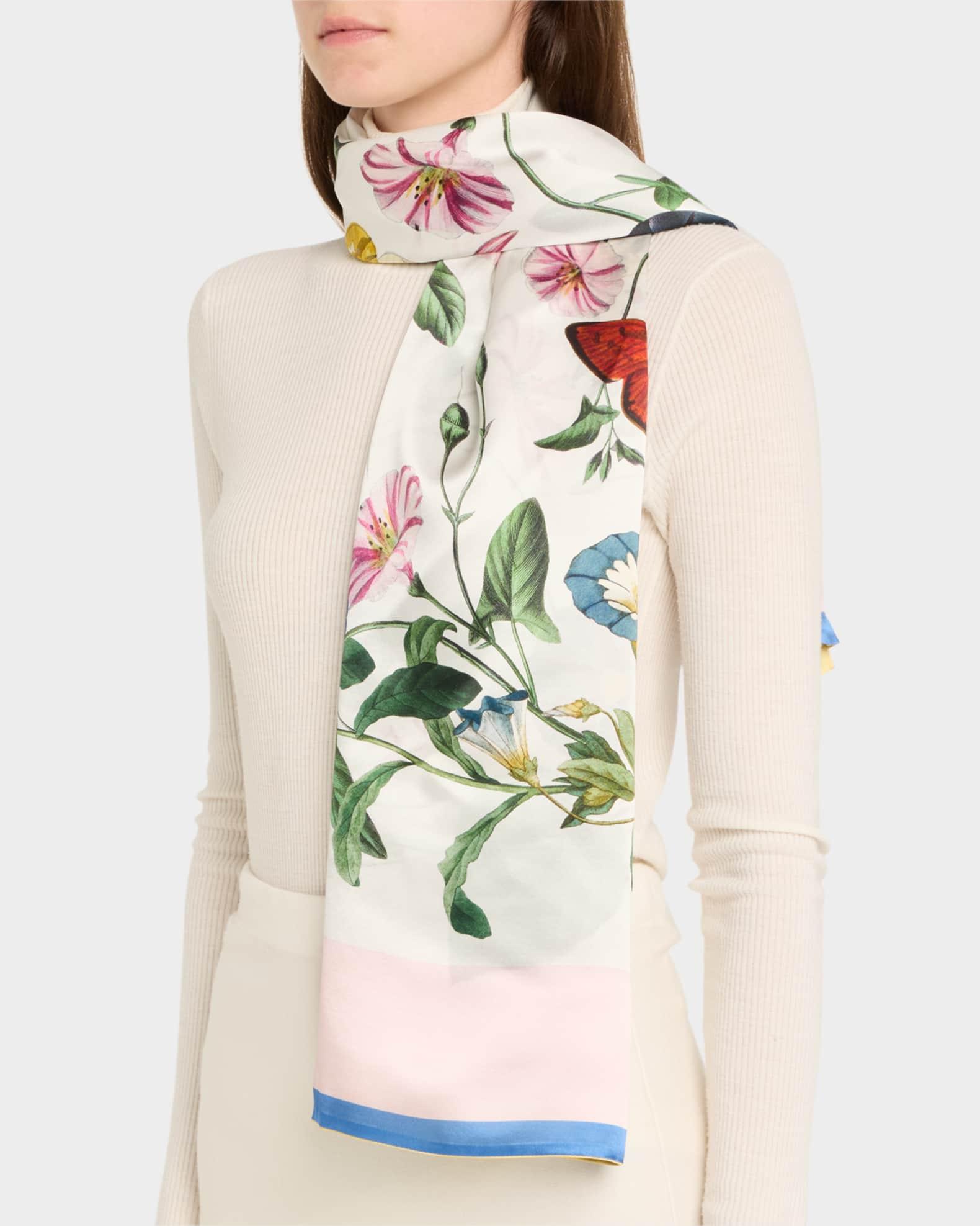 Adeline Floral-Print Silk Scarf Product Image