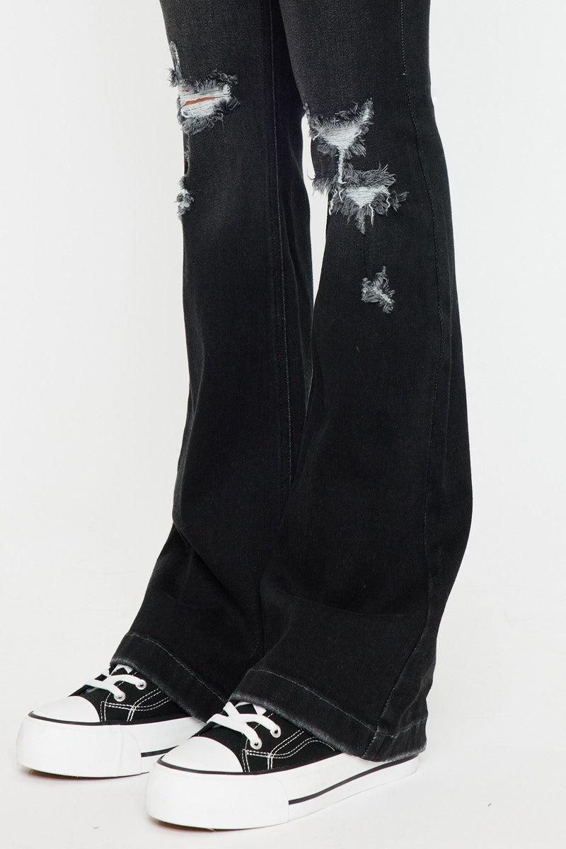 Mid Rise Button Up Flare Jeans Product Image