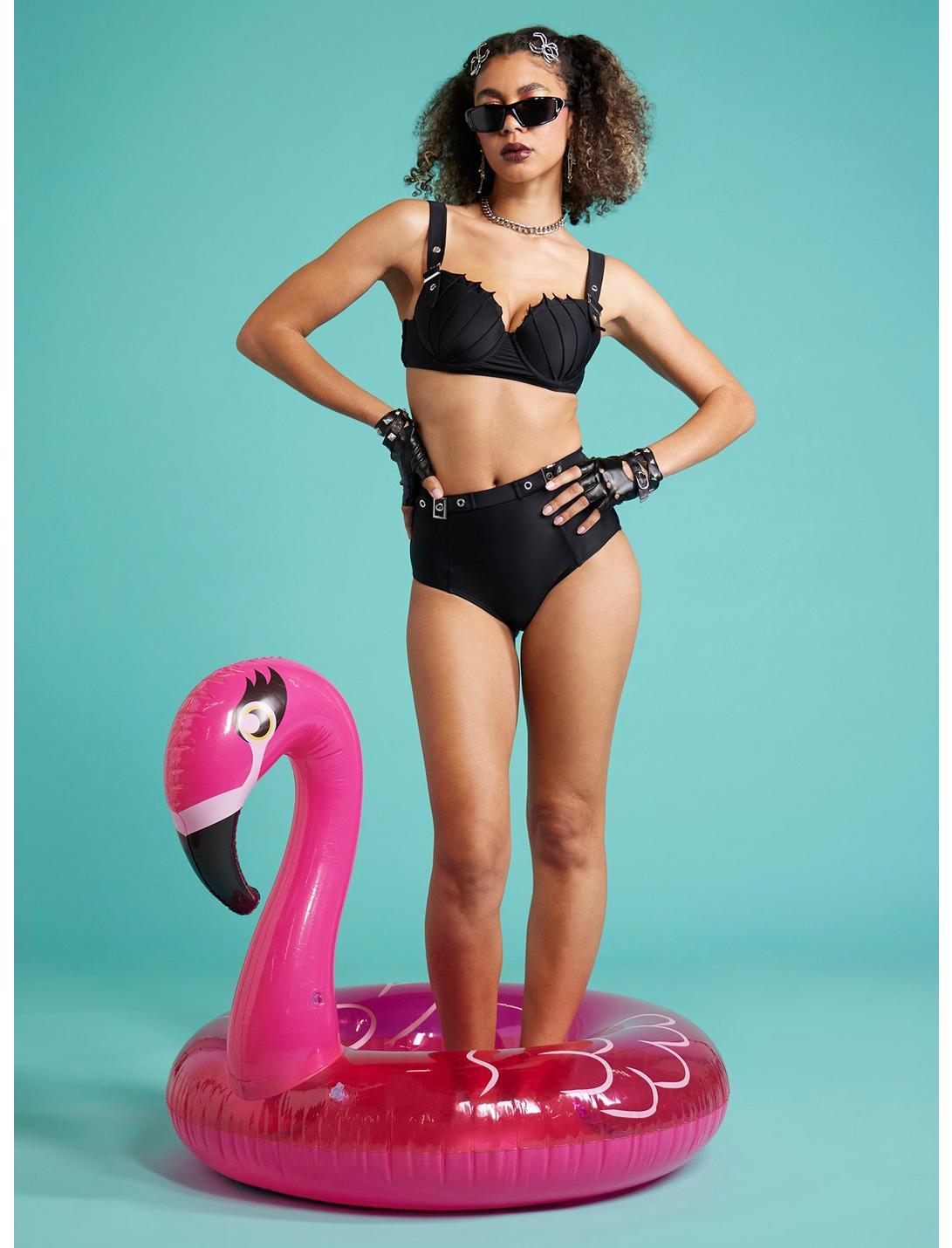 Black Grommet Buckle Swim Top Product Image