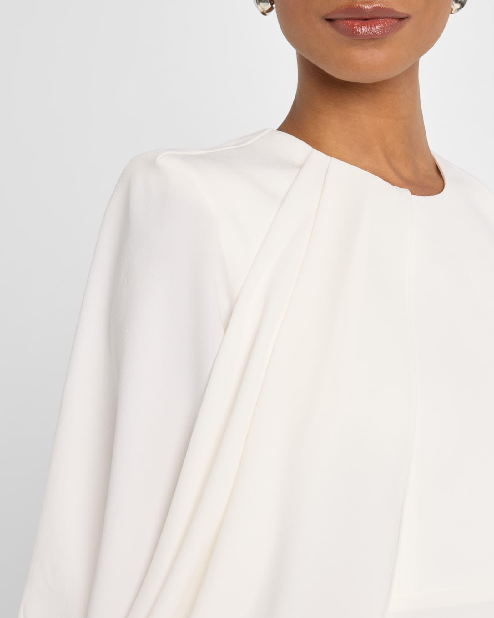 Asymmetric Cape-Sleeve Crepe Column Gown Product Image