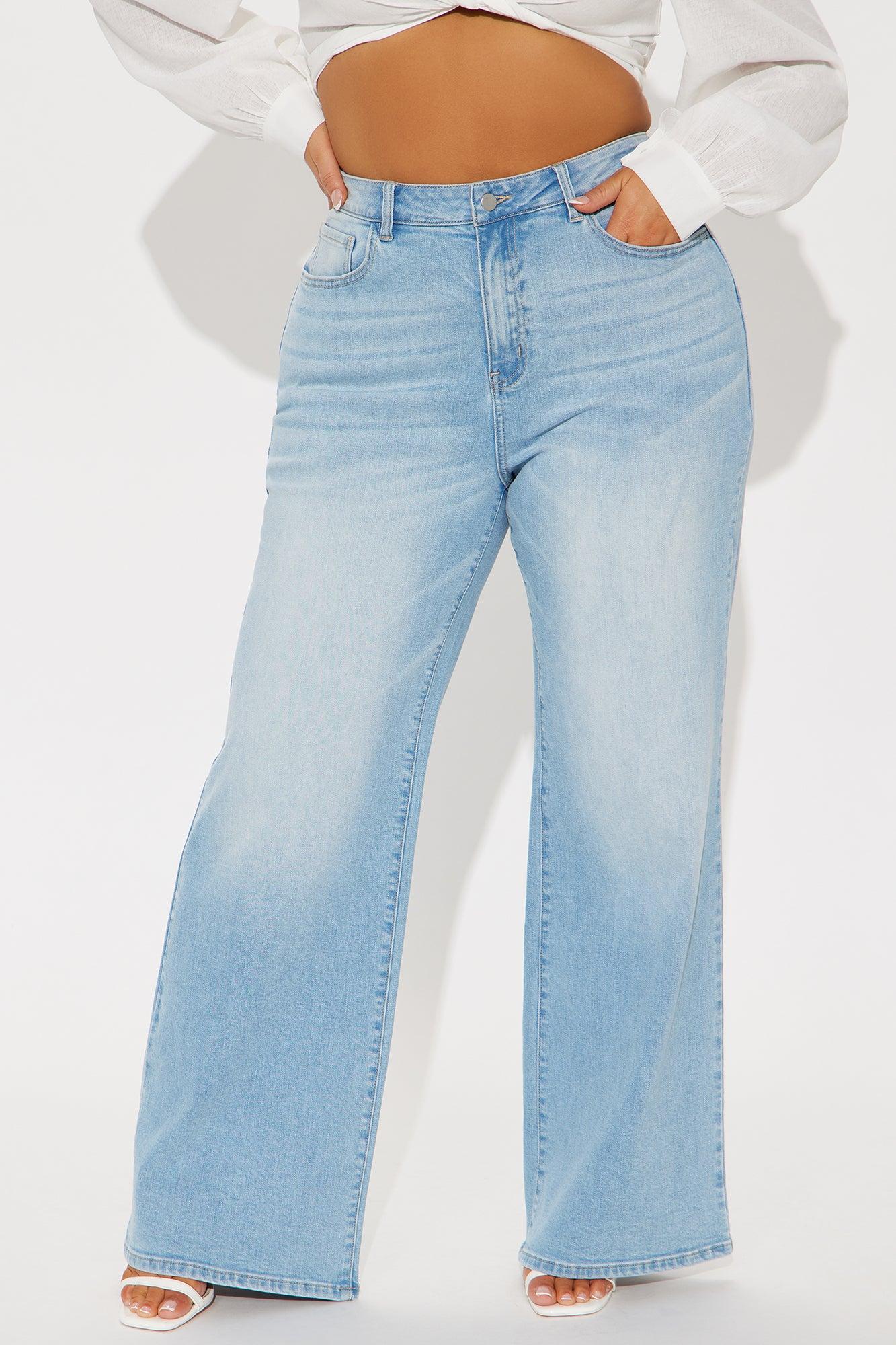 Chasing Thrills Stretch Wide Leg Jeans - Light Wash Female Product Image
