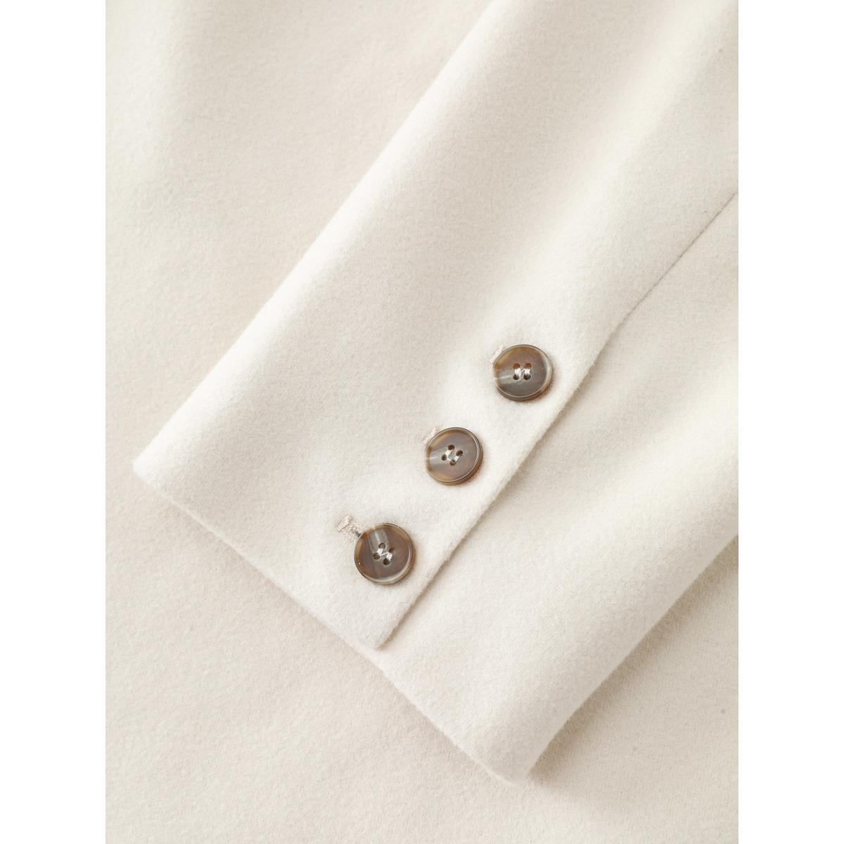 Plus Size Belted Lapel Collar Double Button Coat Women Beige Retro Ladies Elegant Winter Coats BloomChic 30/6X Product Image