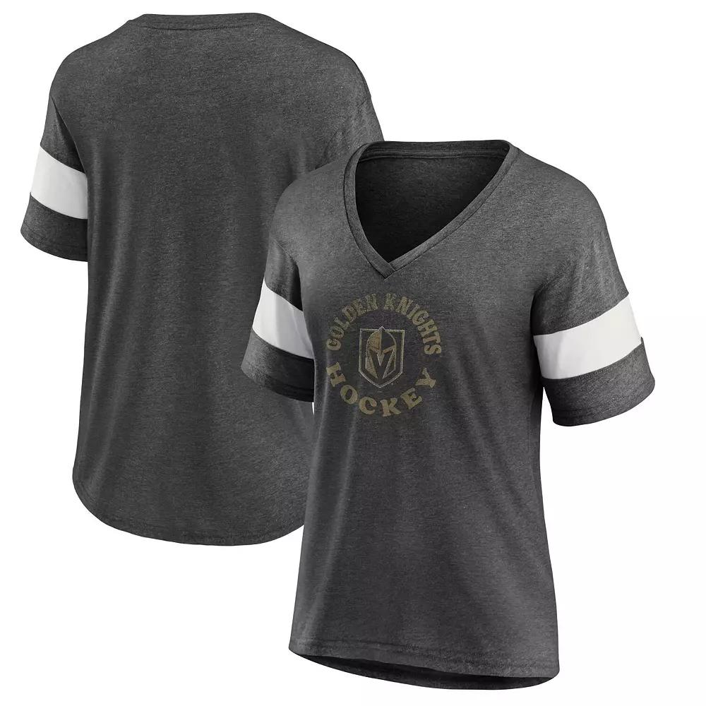 Women's Fanatics Branded Heather Charcoal Vegas Golden Knights Special Edition 2.0 Ring The Alarm V-Neck T-Shirt,  Product Image