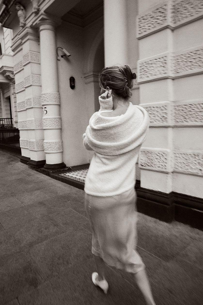 Wool Blend Neck Detail Overlap Sweater Product Image