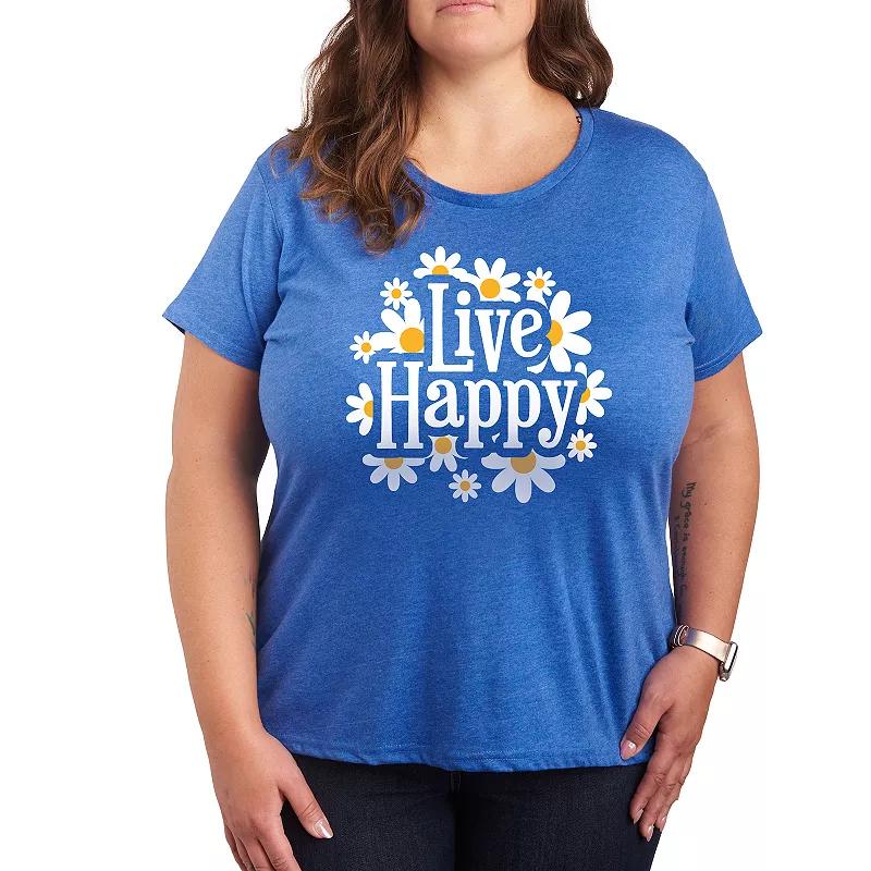 Plus Live Happy Daisies Graphic Tee, Women's,  Product Image