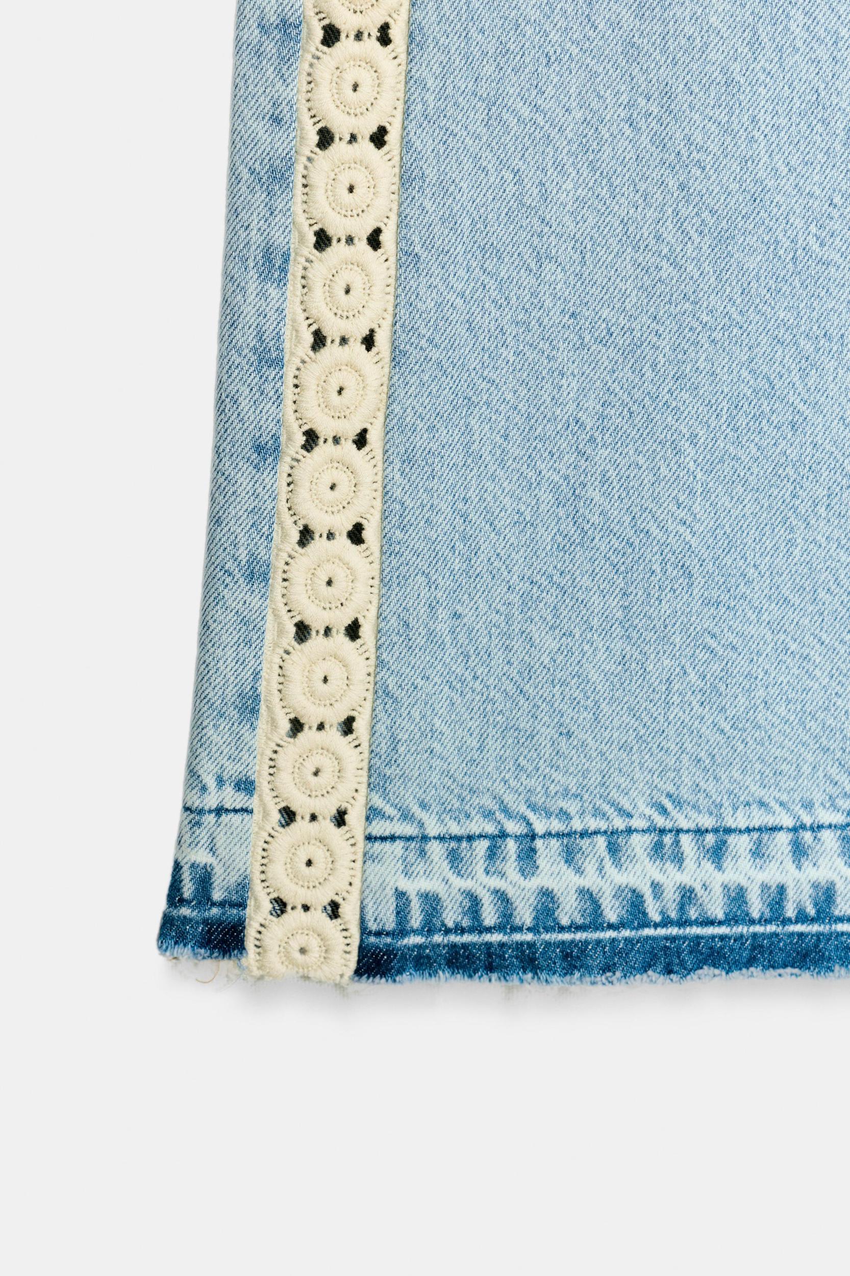 Z1975 HIGH WAIST WIDE LEG CROCHET COMBINED JEANS Product Image