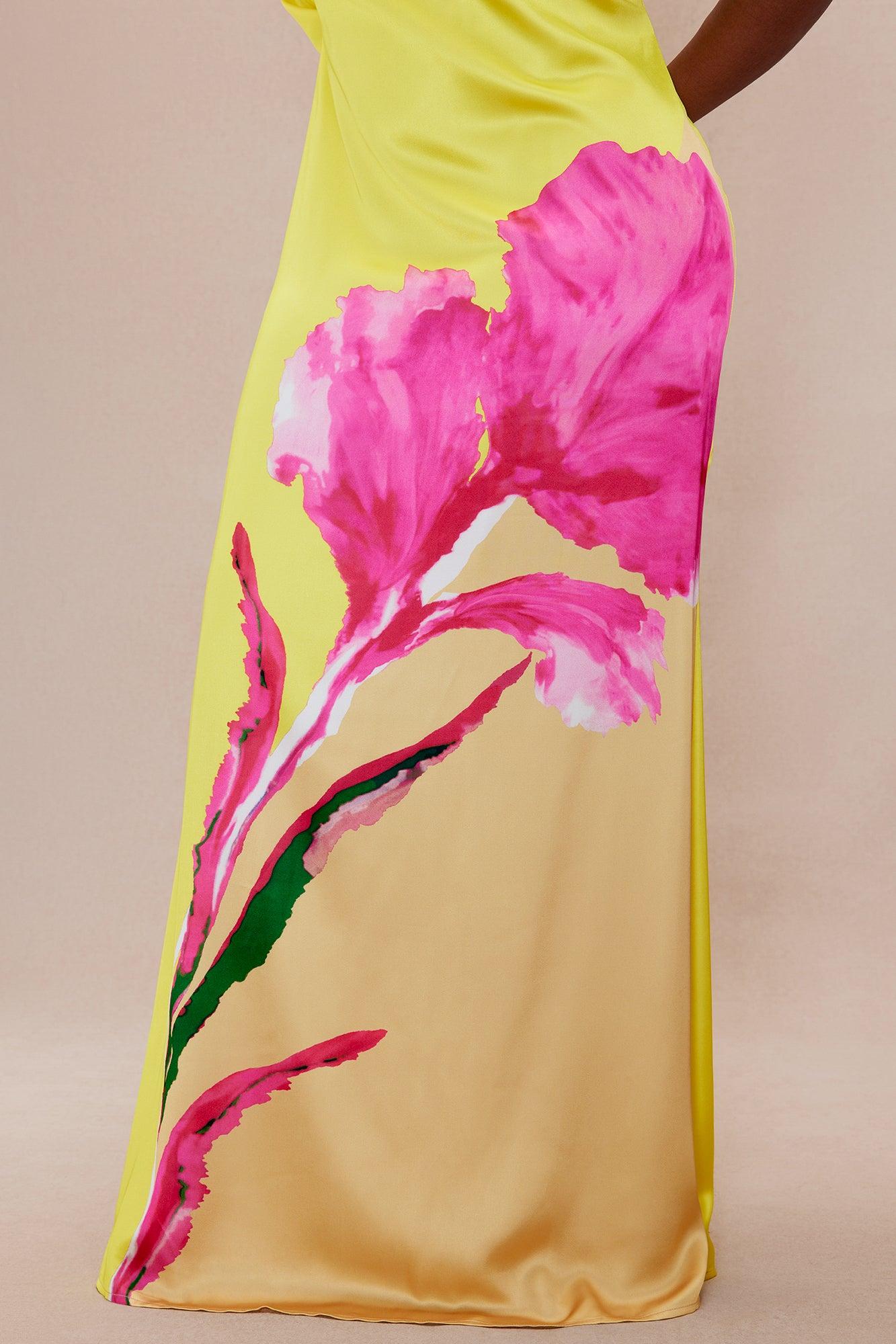 Golden Hour Satin Maxi Dress - Yellow/combo Product Image