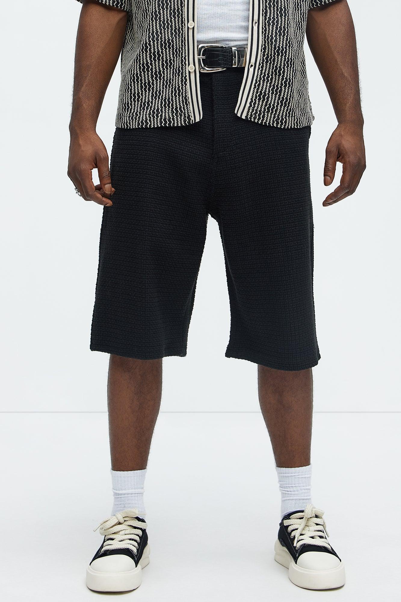 Linden Textured Baggy Shorts - Black Product Image