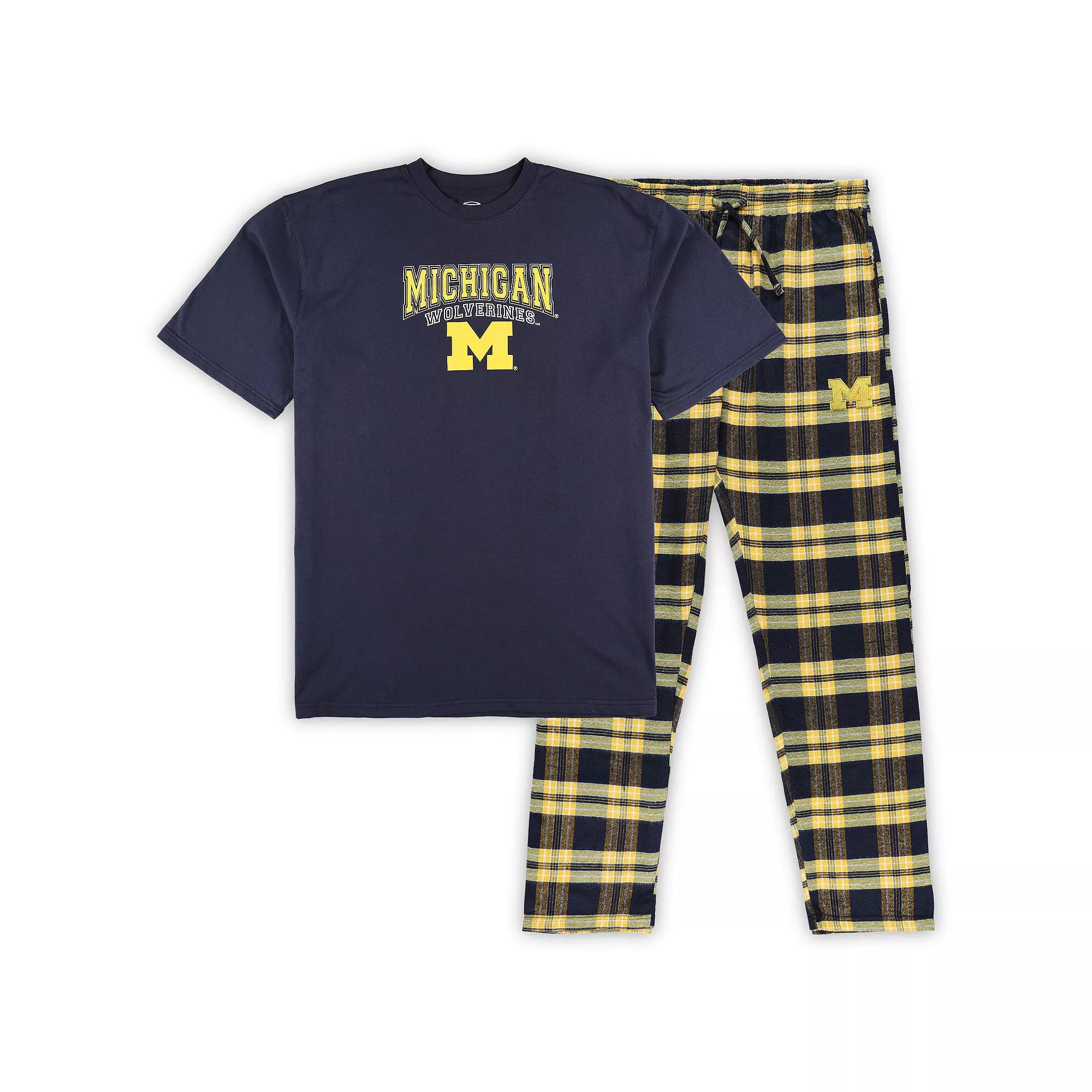 Men's Profile Navy/Maize Michigan Wolverines Big & Tall 2-Pack T-Shirt & Flannel Pants Set, Size: 3XB, Blue Product Image
