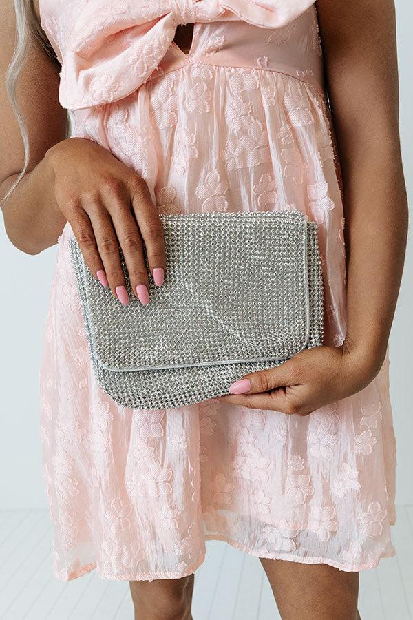 Champagne Hangout Rhinestone Purse In Silver Product Image