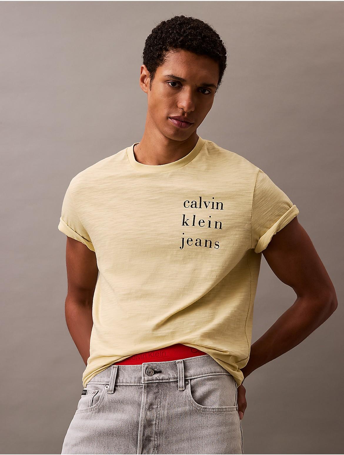 Calvin Klein Mens Spaced Logo Graphic Classic T-Shirt - Blue Product Image