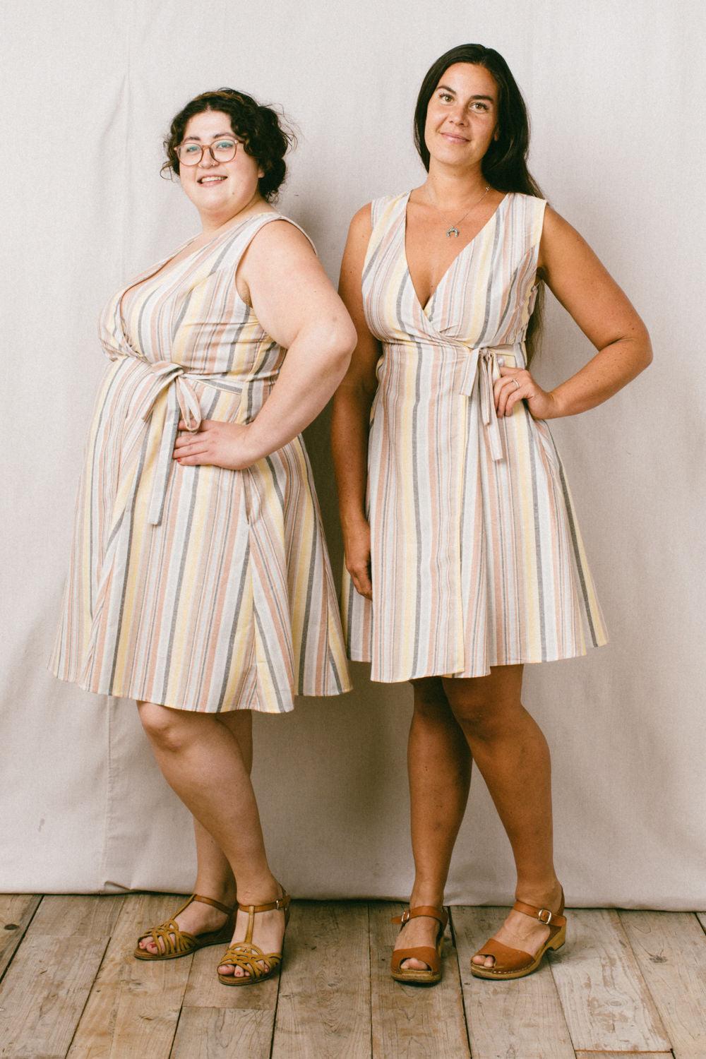 Thea Dress in Linen Stripe Product Image