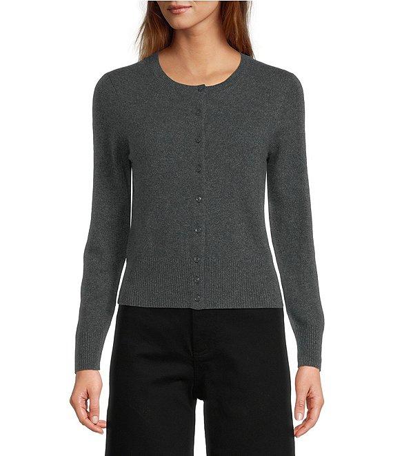 Antonio Melani Lindsay Crew Neckline Long Sleeve Button Front Cashmere Cardigan Product Image