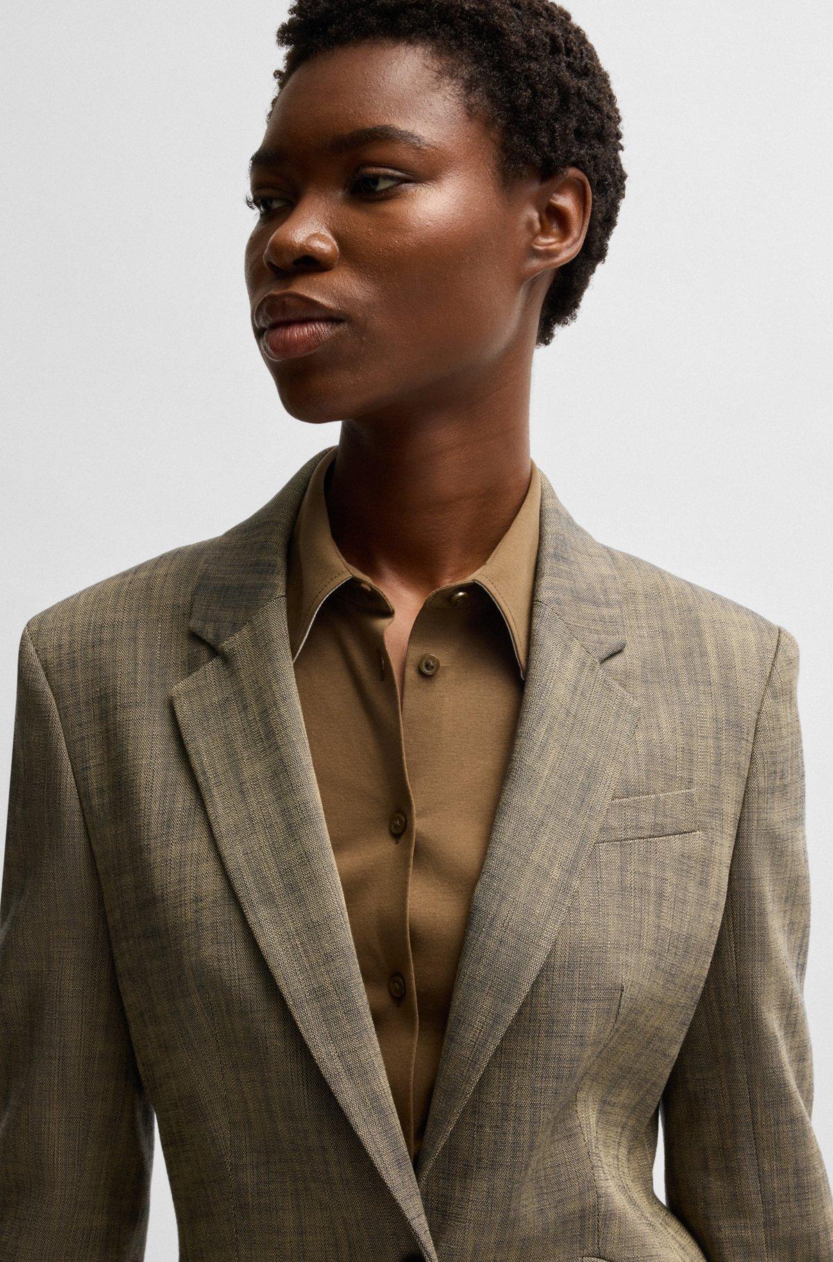 Slim-fit blazer in melange sharkskin fabric Product Image