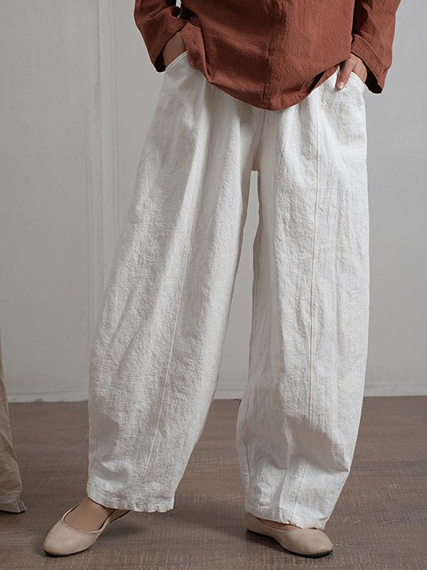 Simple High Waisted Solid Color Wide Leg Pants Product Image