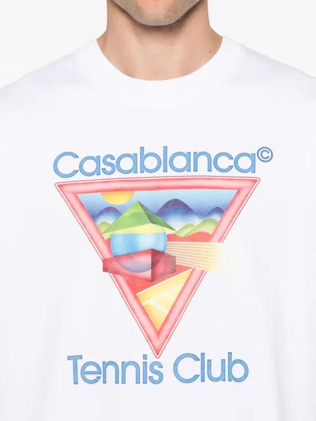 CASABLANCA Cotton Crew Neck T-shirt With Graphic Print In White Product Image