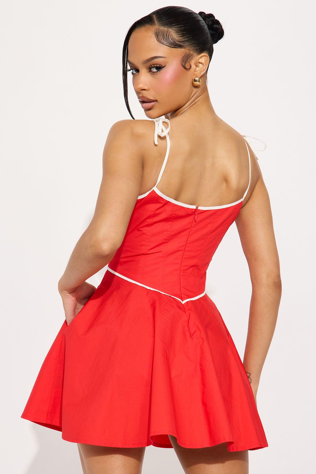 Deep Desire Corset Mini Dress - Red Product Image