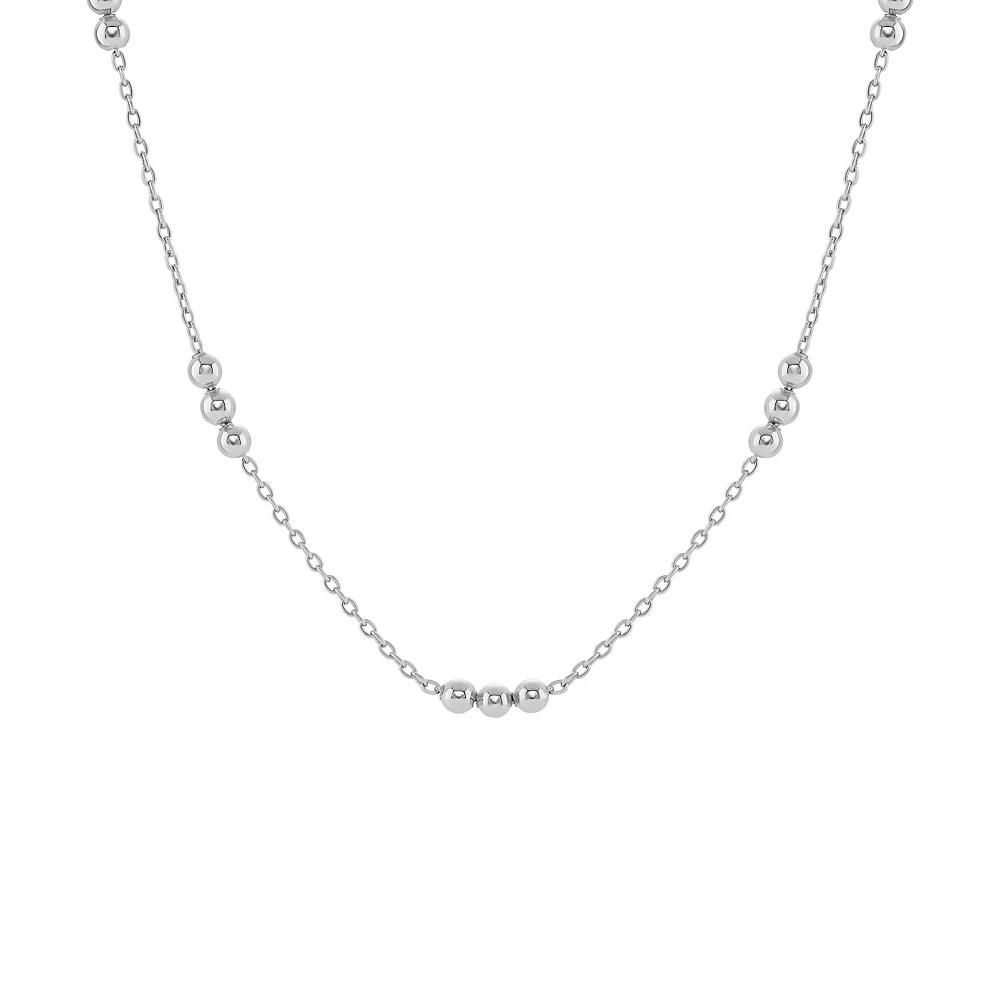 PRIMROSE Triple Polished Bead Station Cable Chain, Women's, Size: 18", Silver Tone Product Image