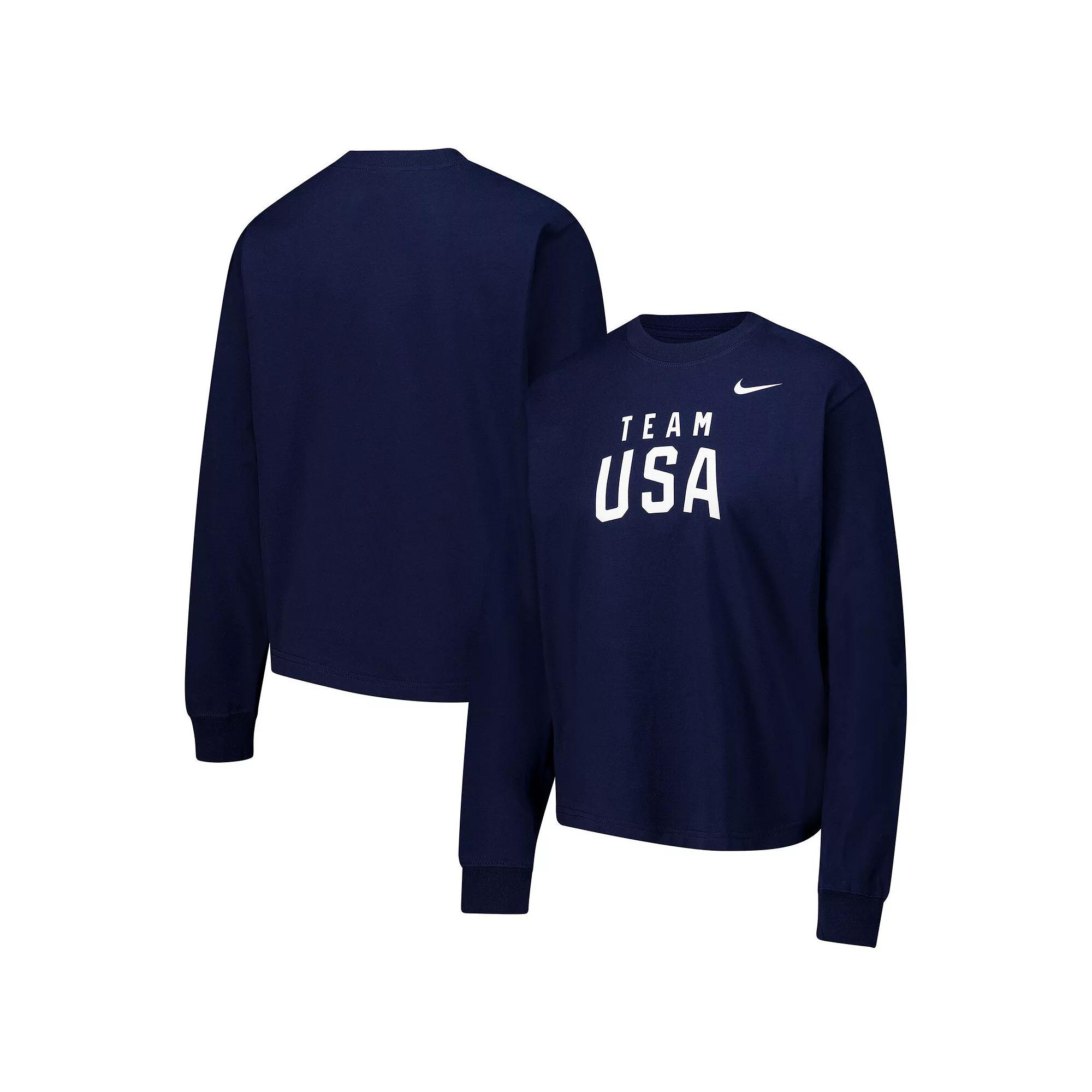 Women's Nike Navy Team USA Boxy Long Sleeve T-Shirt, Size: Large, Usa Blue Product Image