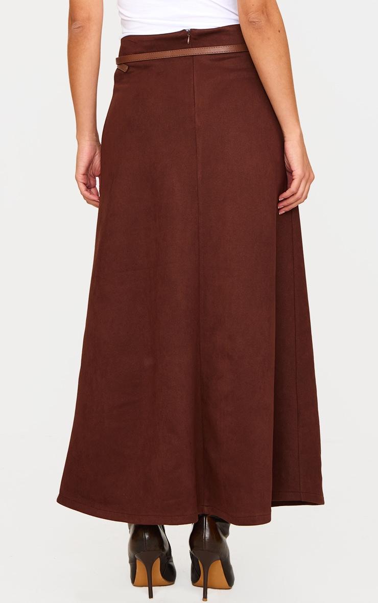 Chocolate Faux Suede Flippy Maxi Skirt Product Image