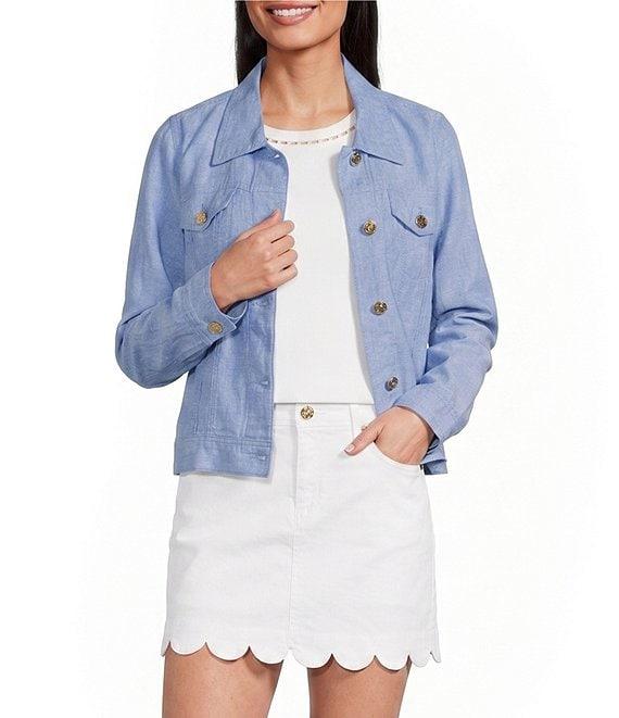 Lilly Pulitzer Seaspray Linen Point Collar Long Sleeve Jacket Product Image
