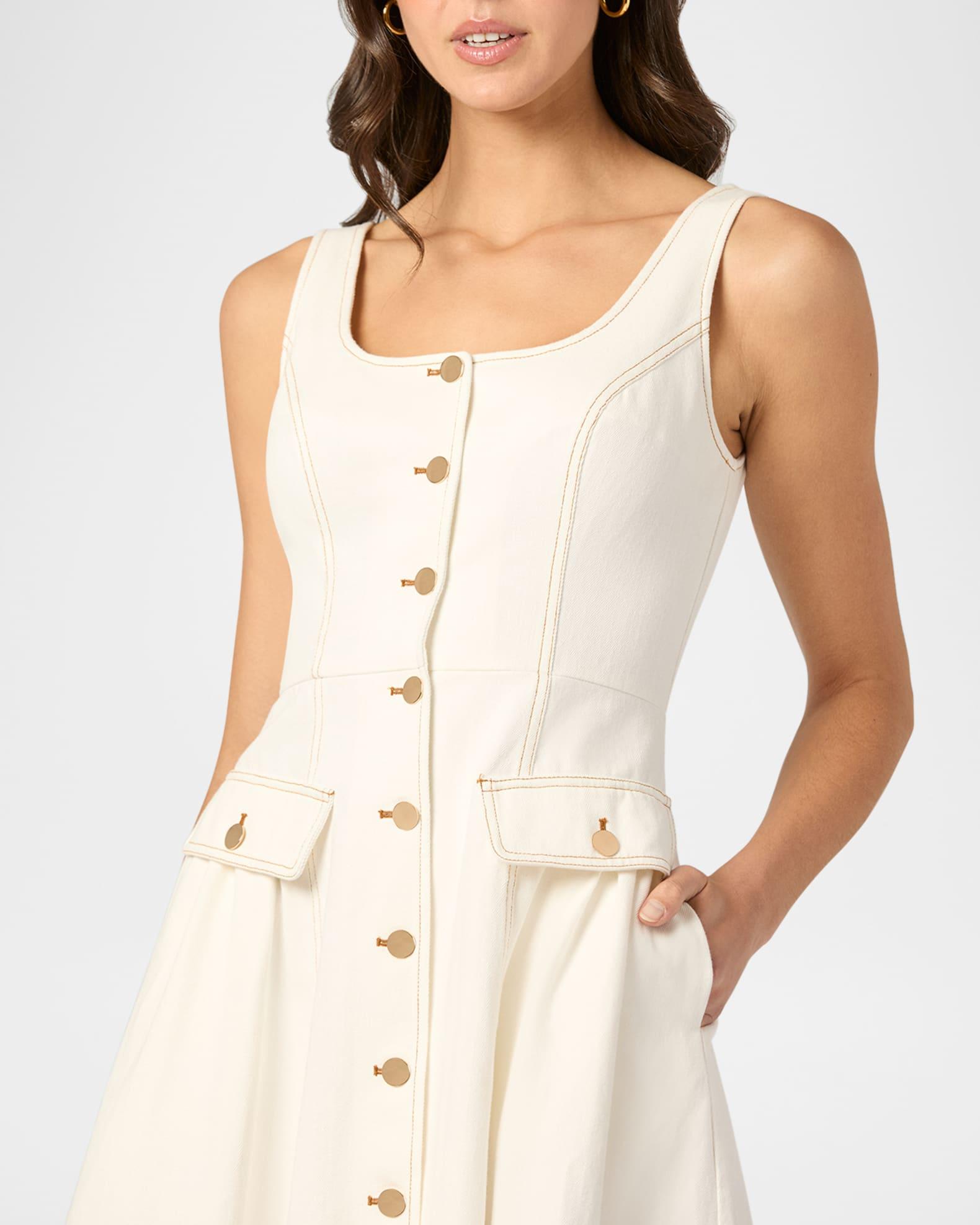 Belle Sleeveless Button-Down Cotton Midi Dress Product Image