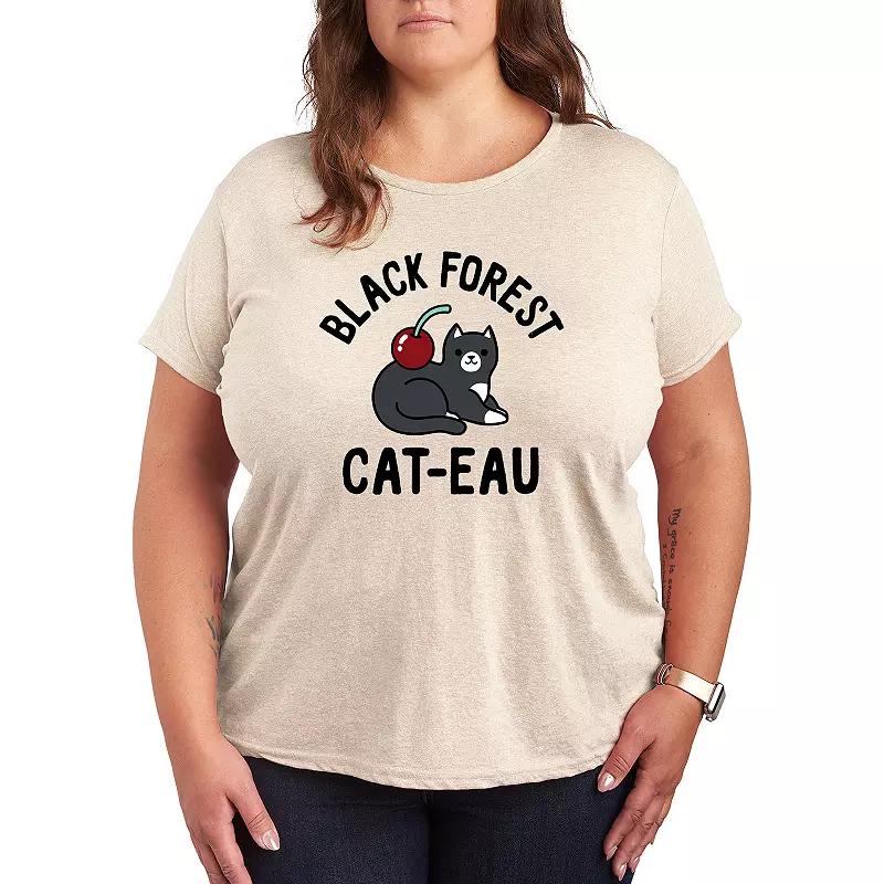 Plus Black Forest Cat-eau Graphic Tee, Womens Grey Gray Product Image
