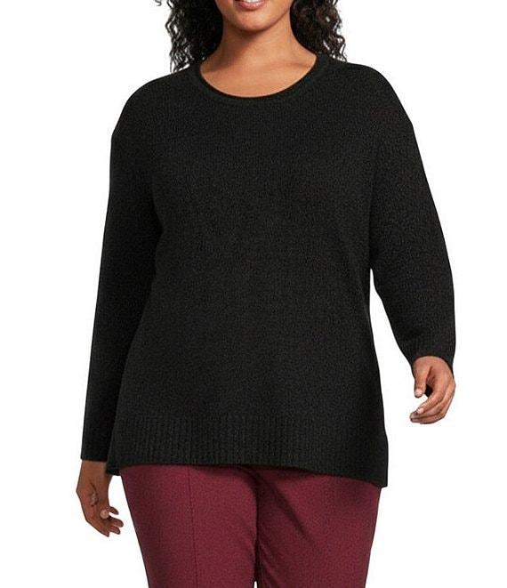 Slim Factor by Investments Plus Size Madison Crew Neck Long Sleeve Sweater Product Image